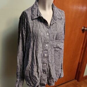 Banana Republic Navy and White Striped Shirt